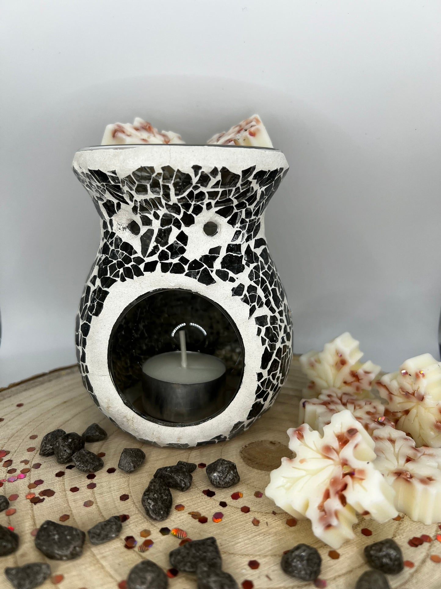 Gunmetal Grey Crackle Oil Burner and Wax Warmer